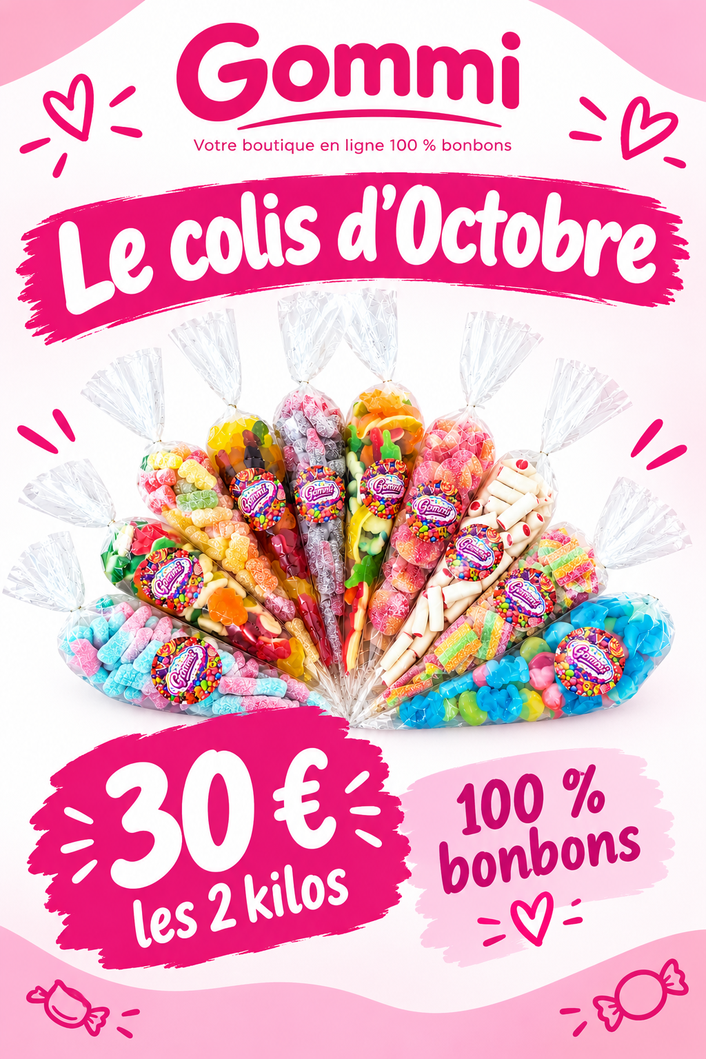 Colis gourmand d’octobre 2 kilos de bonbons